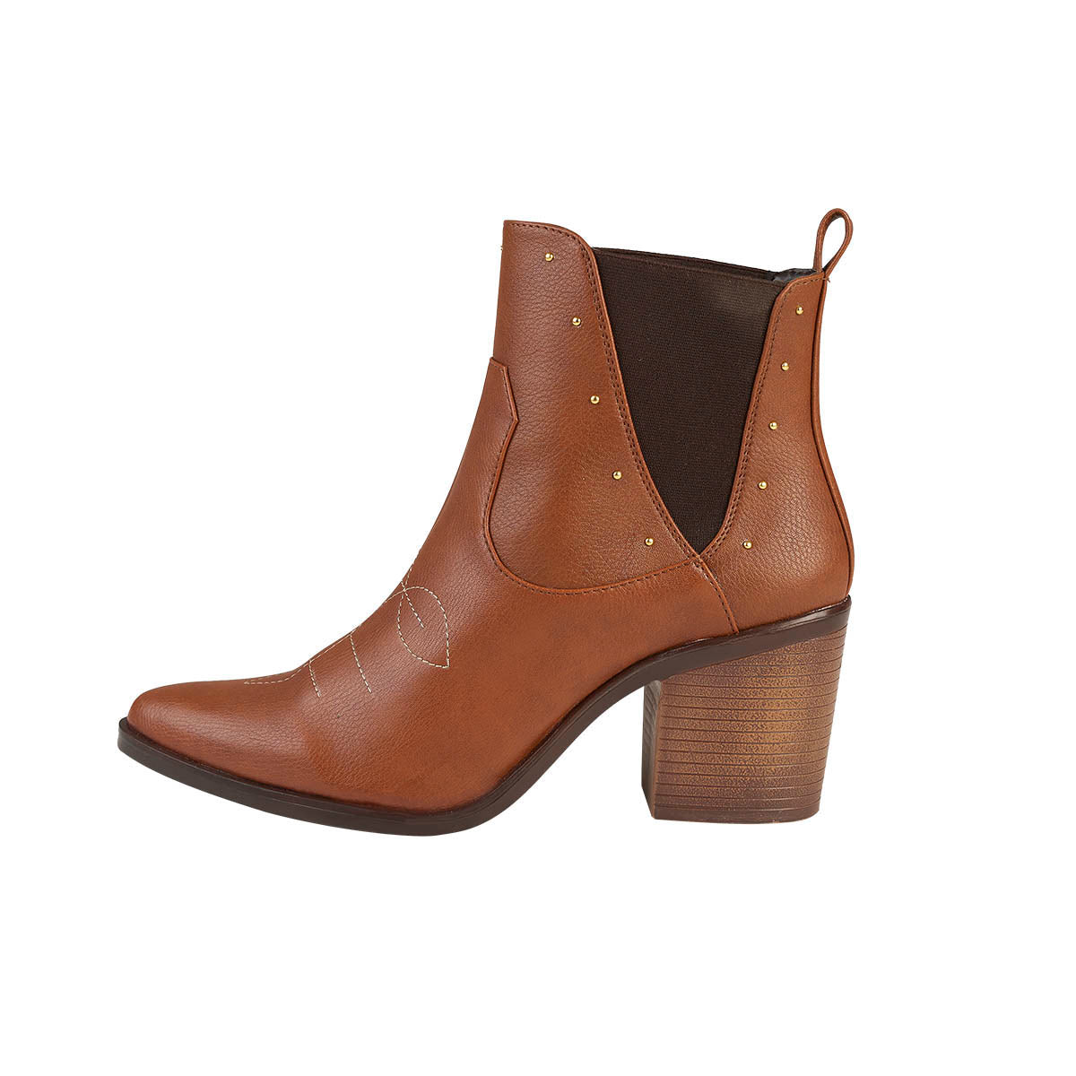 Botin Para Mujer CASTALIA 002-38 Coñac con Bordado en Dorado