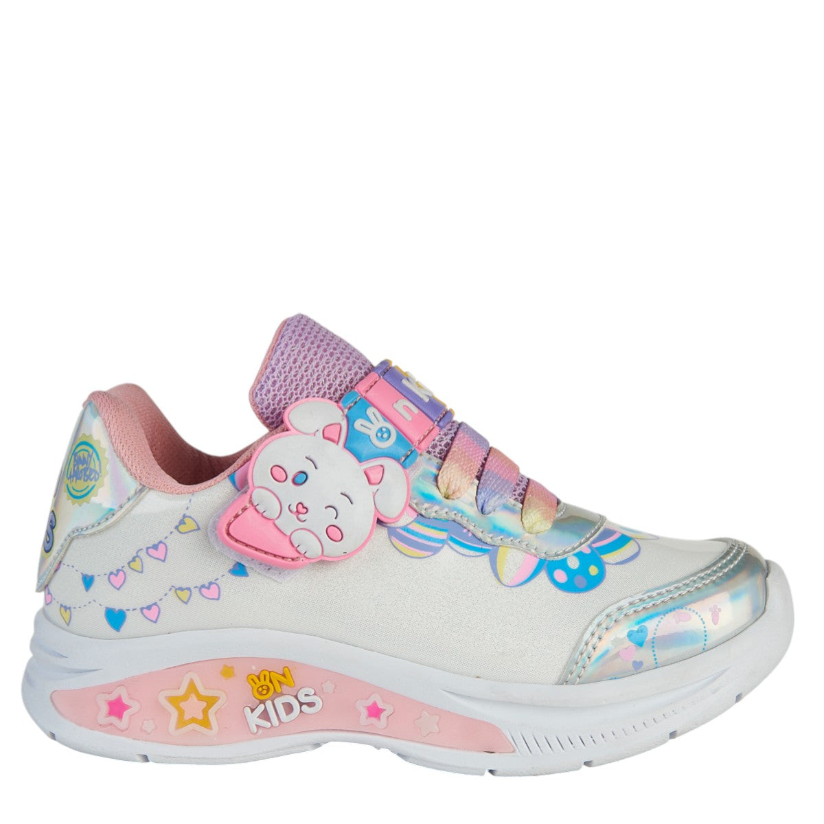 Tenis Para Bebé Niña Castalia 011-11 Blanco con Luces Brillante Con Conejitos