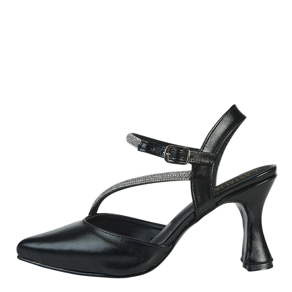 Tacón Para Mujer Castalia 019-32 Negro Con Brillos