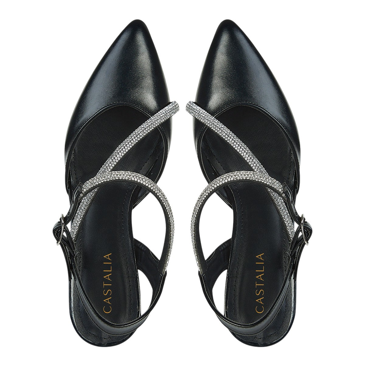 Tacón Para Mujer Castalia 019-32 Negro Con Brillos
