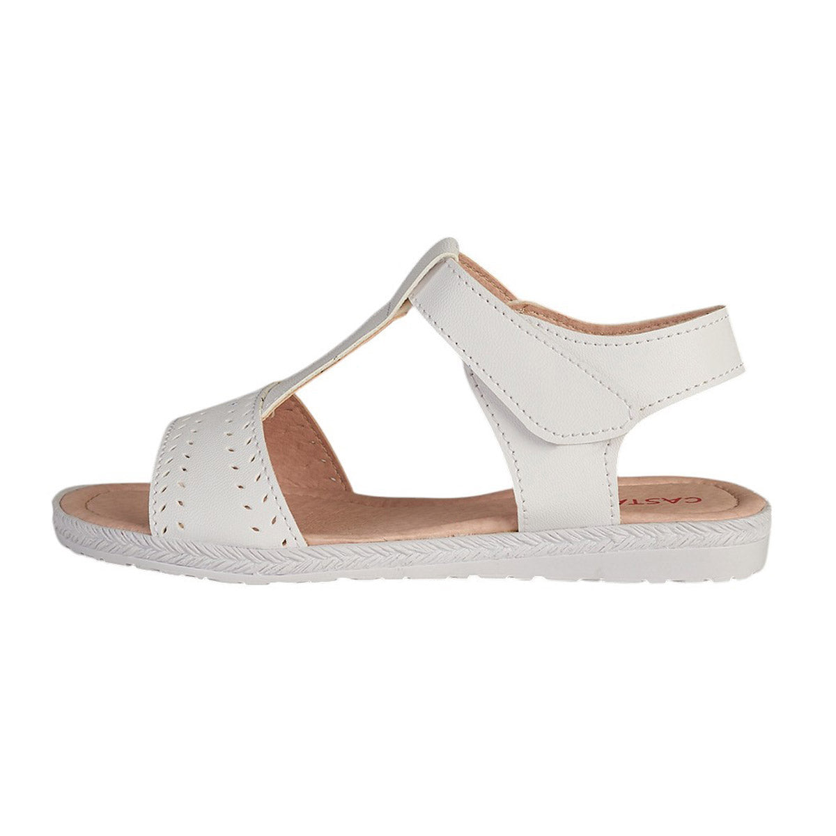 Huarache Para Niña CASTALIA 035-48 Blanco Velcro Ajustable