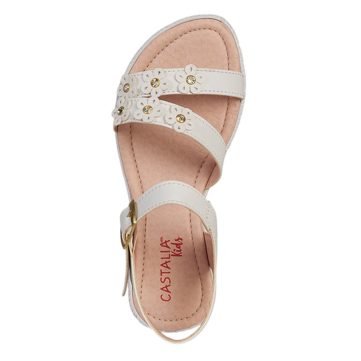 Huarache Para Niña CASTALIA 035-49 Blanco con Flores