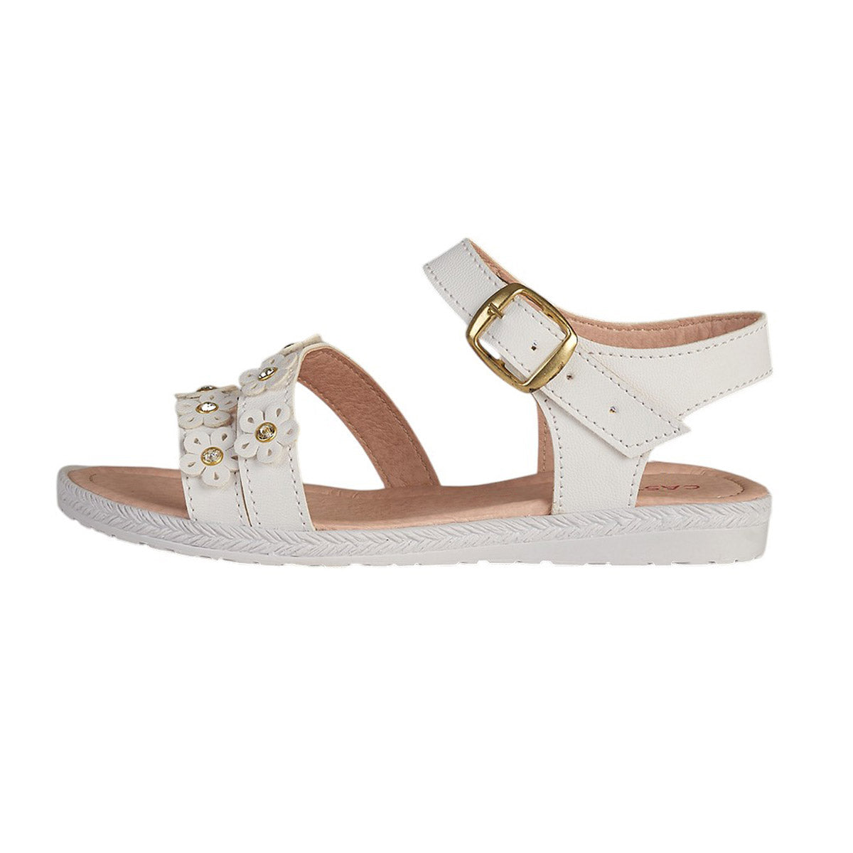 Huarache Para Niña CASTALIA 035-49 Blanco con Flores