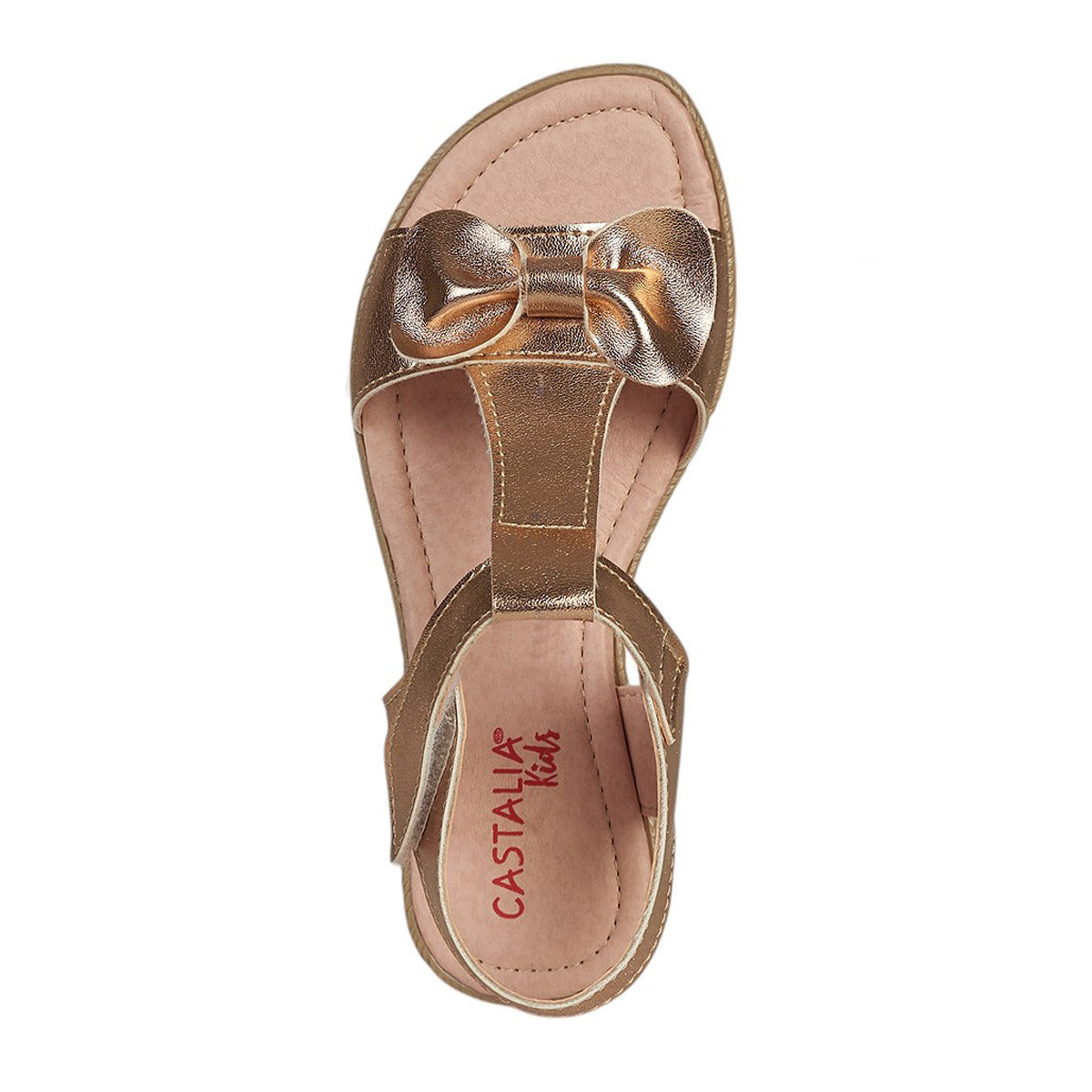 Huarache Para Niña CASTALIA 035-51 Oro Rosado Con Moño