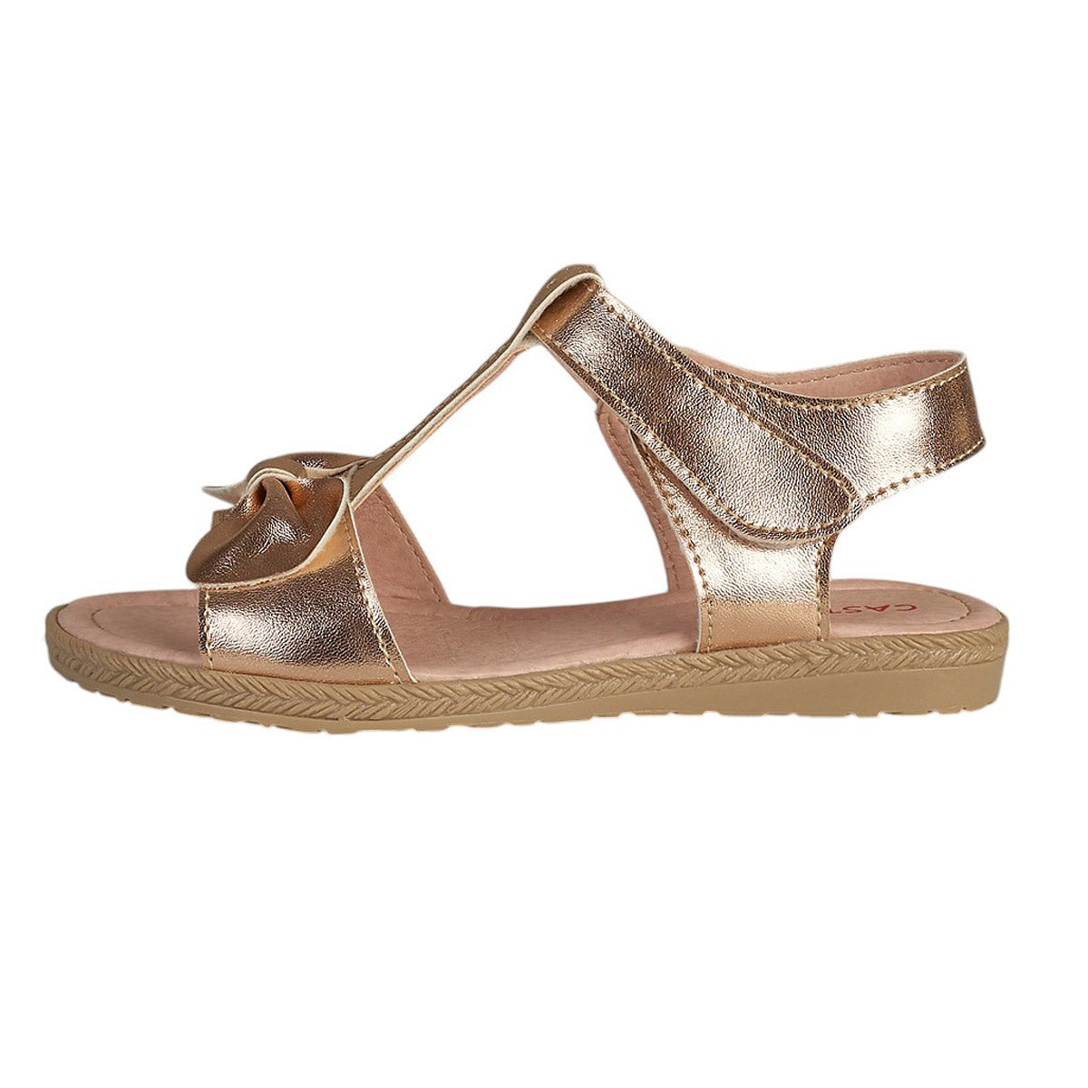 Huarache Para Niña CASTALIA 035-51 Oro Rosado Con Moño