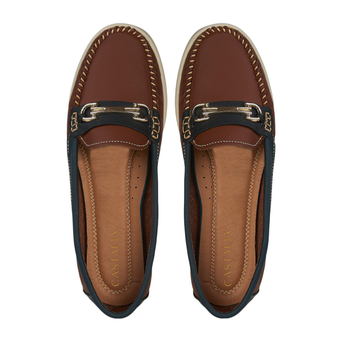 Zapato Confort Moderno Mujer Castalia 108-81 Detalle Dorado