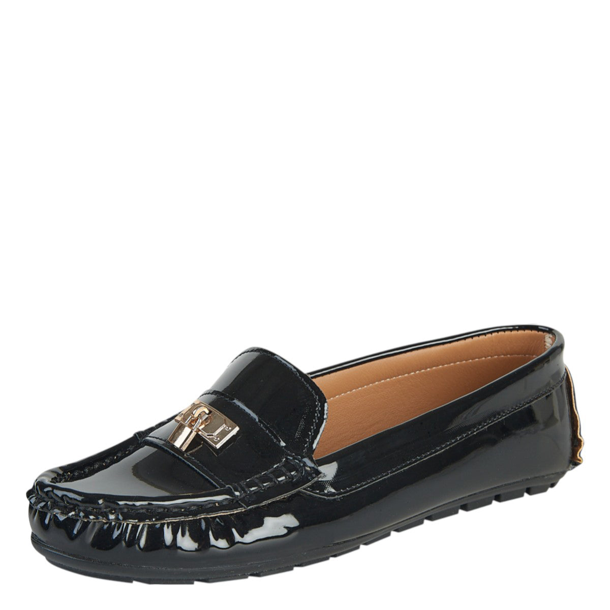 Zapato Confort De Charol Mujer CASTALIA 108-84 Negro Detalle De Candado