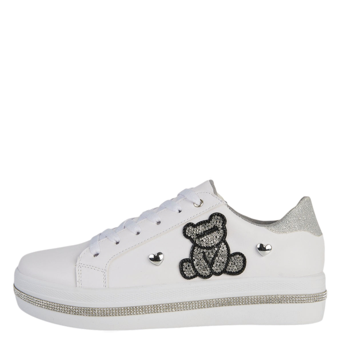 Tenis Urbano Para Mujer Castalia 109-113 Blanco Con Osito De Pedrería