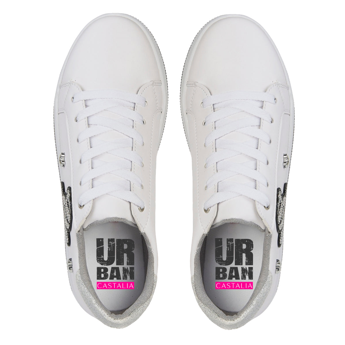 Tenis Urbano Para Mujer Castalia 109-113 Blanco Con Osito De Pedrería