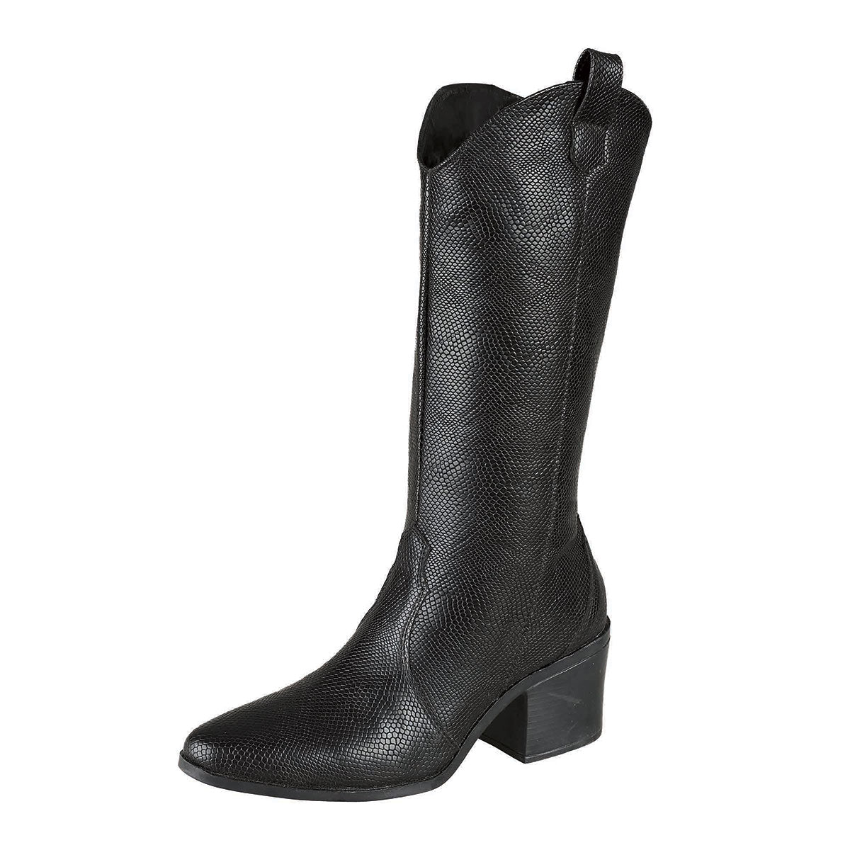 Bota Vaquera Larga Para Mujer Castalia Negro 139-26