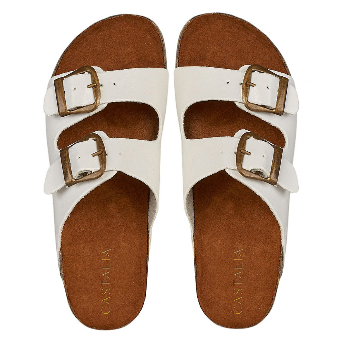 Huarache Para Mujer CASTALIA 139-44 Blanco Doble Hebilla