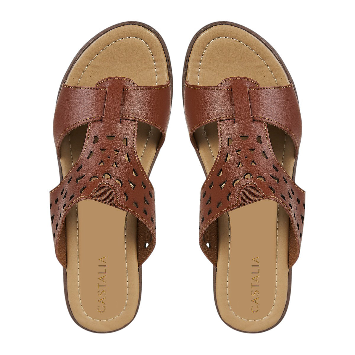 Plataforma Mujer Castalia 145-104 Tan Con Diseño Corte Laser