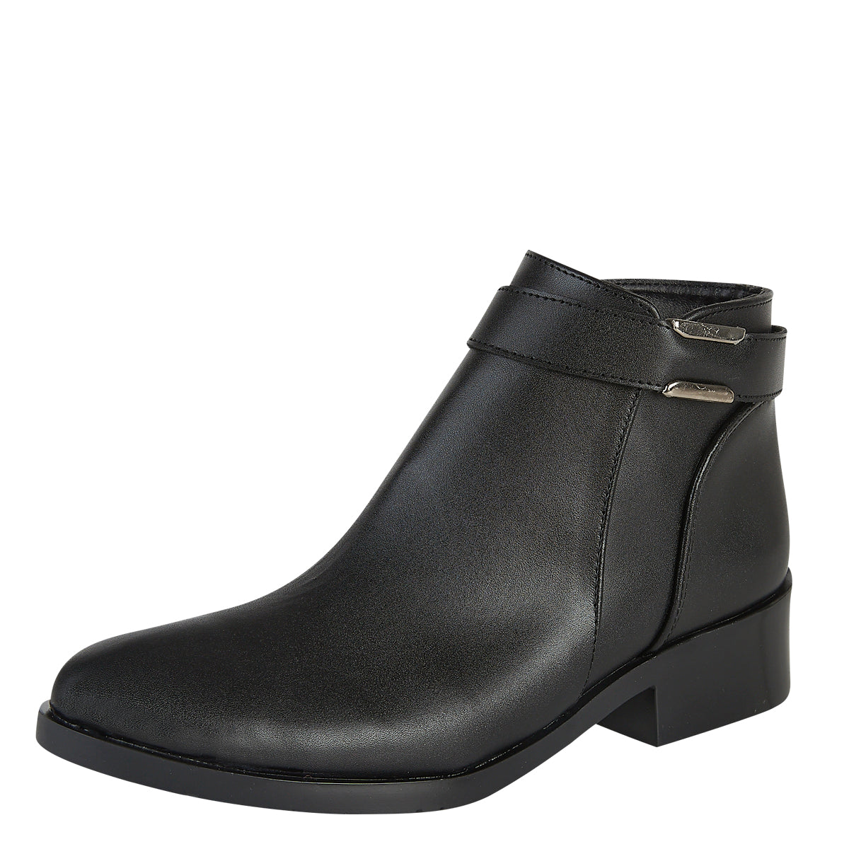Botín Para Mujer Castalia 178-011 Negro Con Detalle Plateado