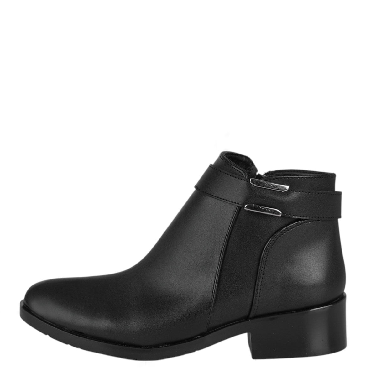 Botín Para Mujer Castalia 178-011 Negro Con Detalle Plateado