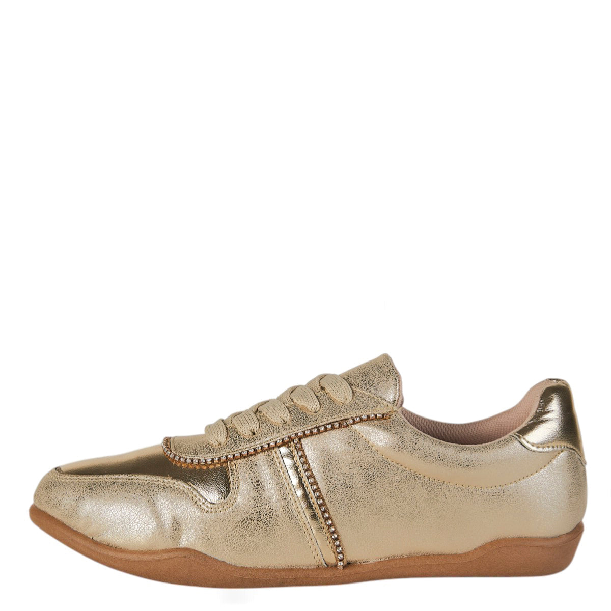 Tenis Urbano Para Mujer Castalia 191-74 Dorado Con Pedreria