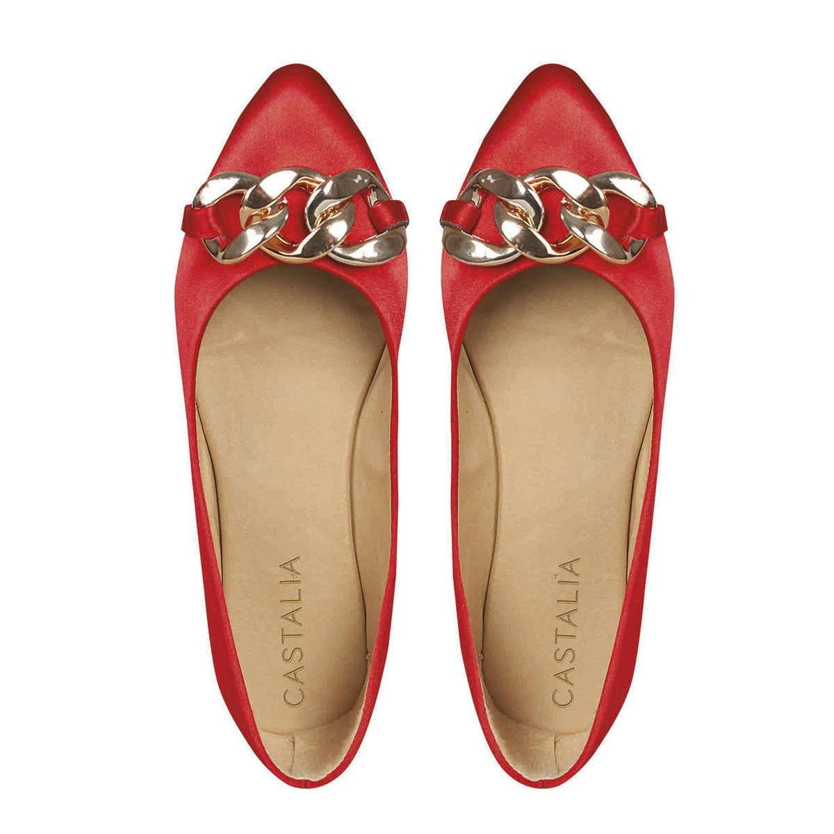 Balerina Para Mujer CASTALIA Rojo 220-61 Con Eslabón Dorado