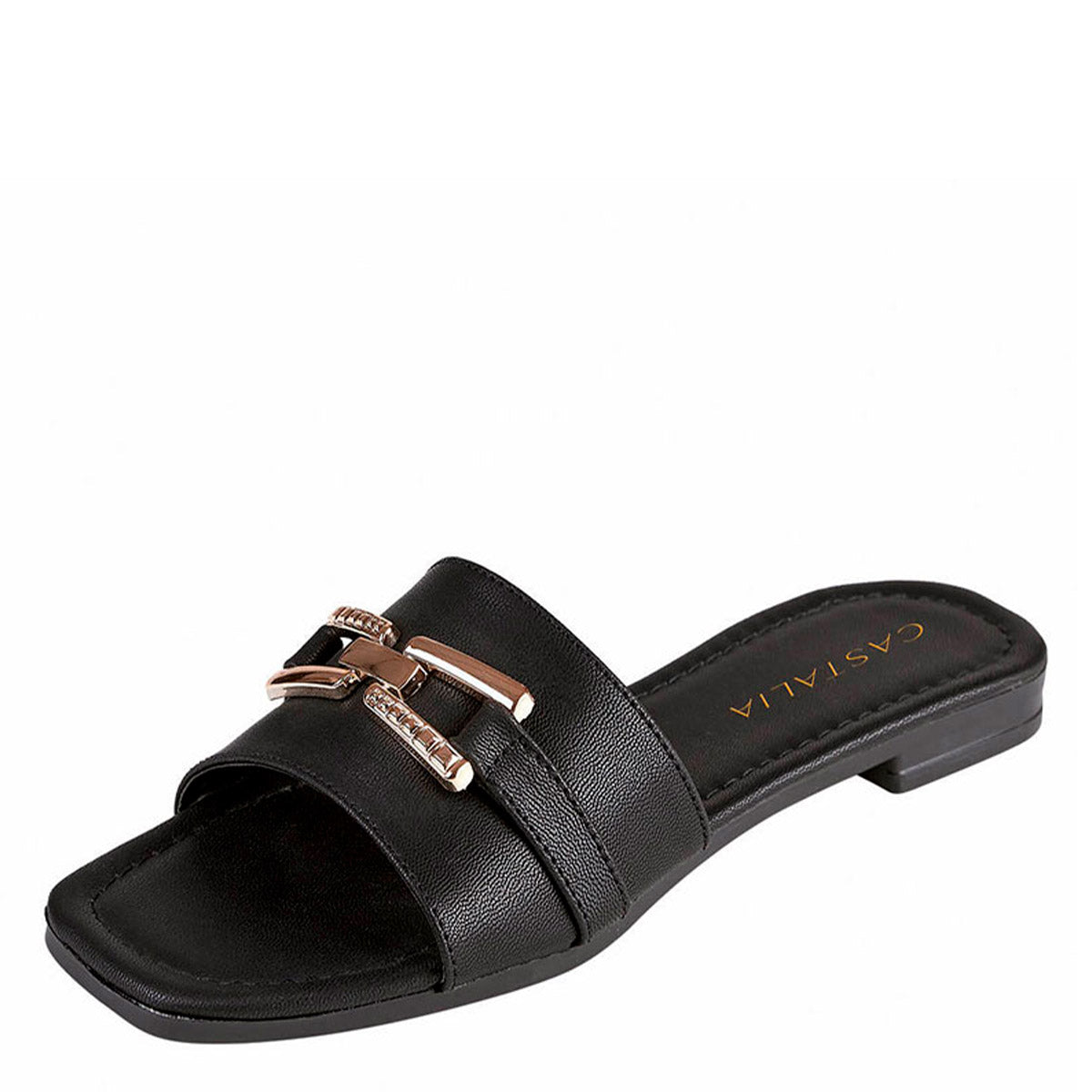 Huarache de Piso Mujer CASTALIA 220-79 Negro Detalle Dorado