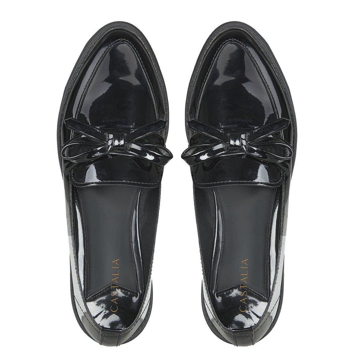 Balerina de Charol Para Mujer CASTALIA Negro 228-23 con Moño