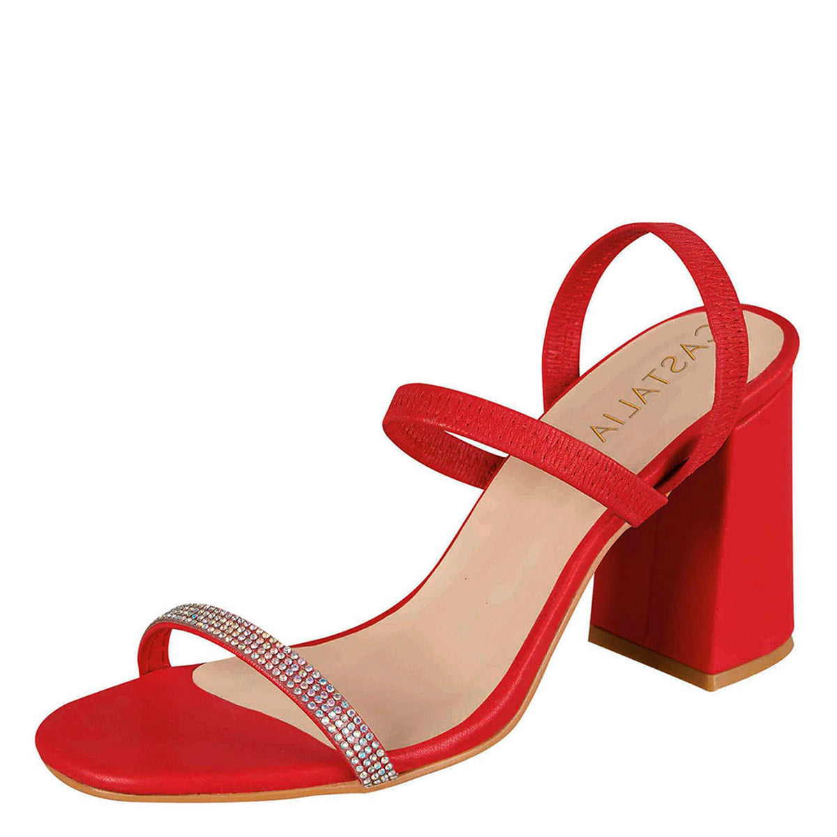 Tacón Para Mujer CASTALIA Rojo con Pedreria 246-72
