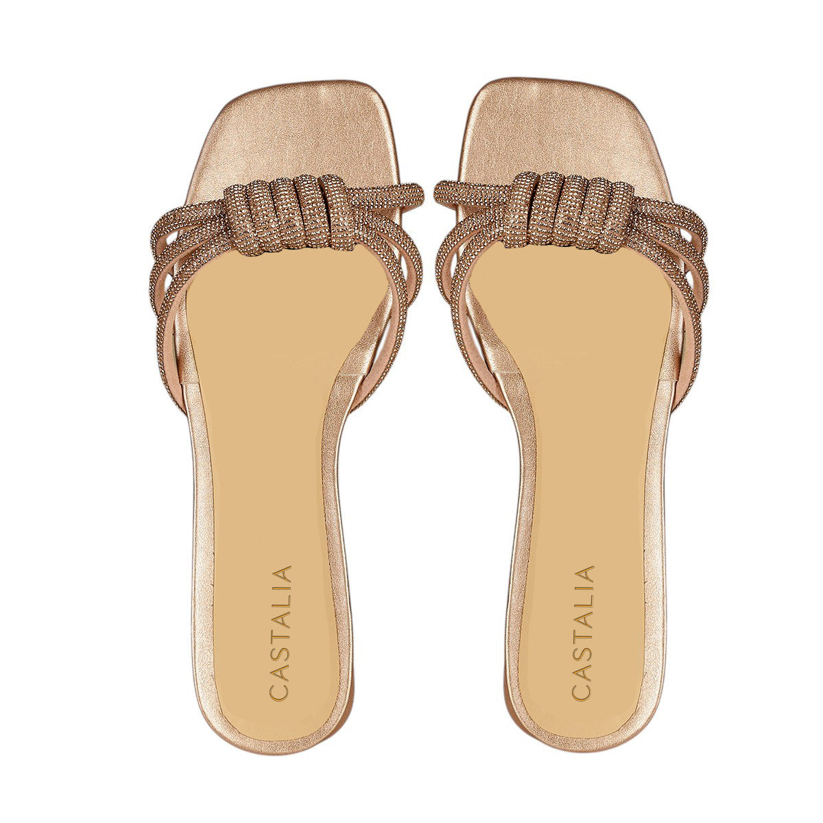 Sandalia Para Mujer CASTALIA 246-89 Oro Rosado con Pedrería