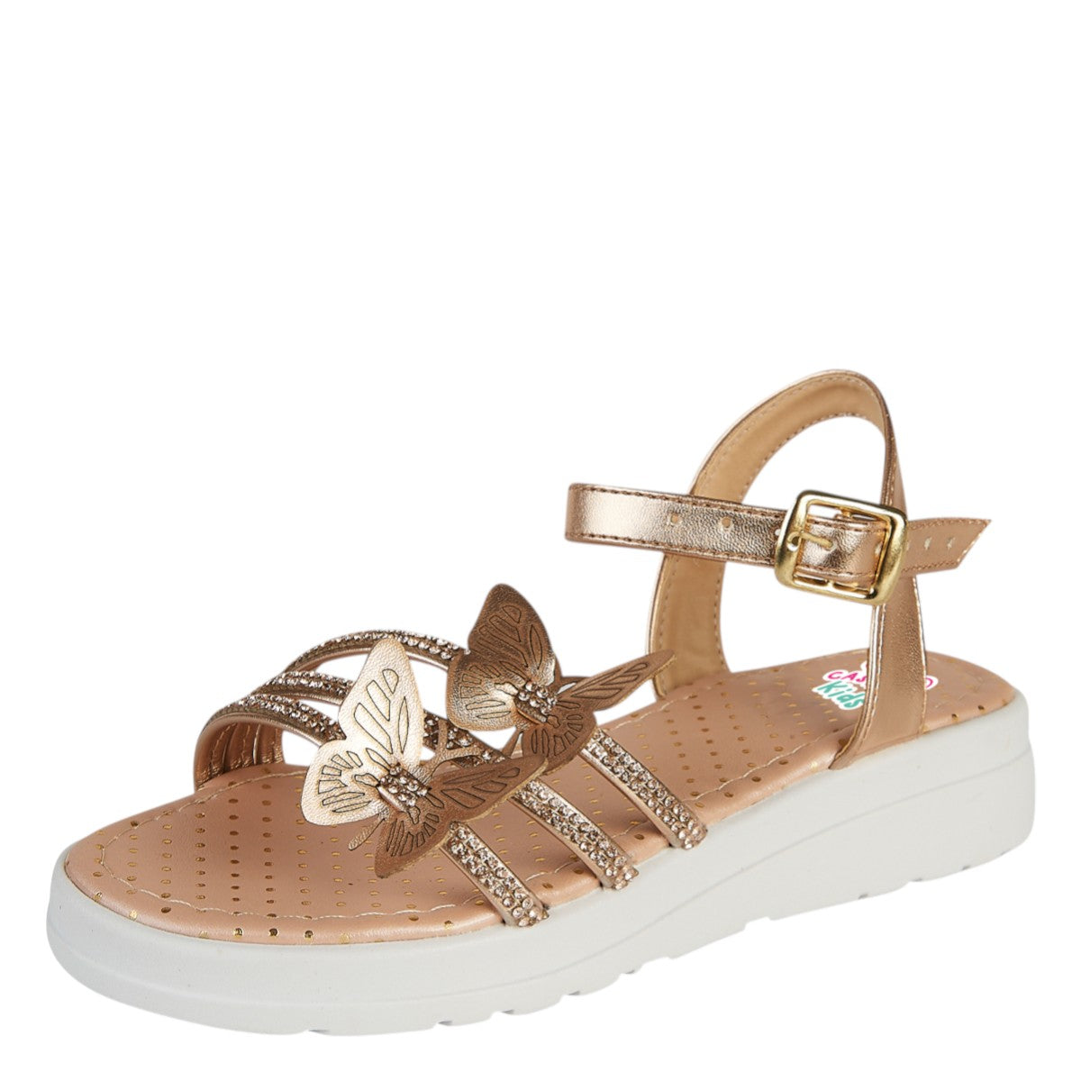 Huarache Para Niña Castalia Detalle De Mariposas Y Pedrería
