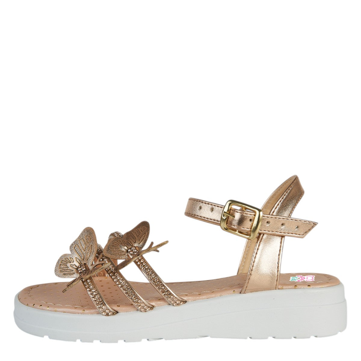 Huarache Para Niña Castalia Detalle De Mariposas Y Pedrería
