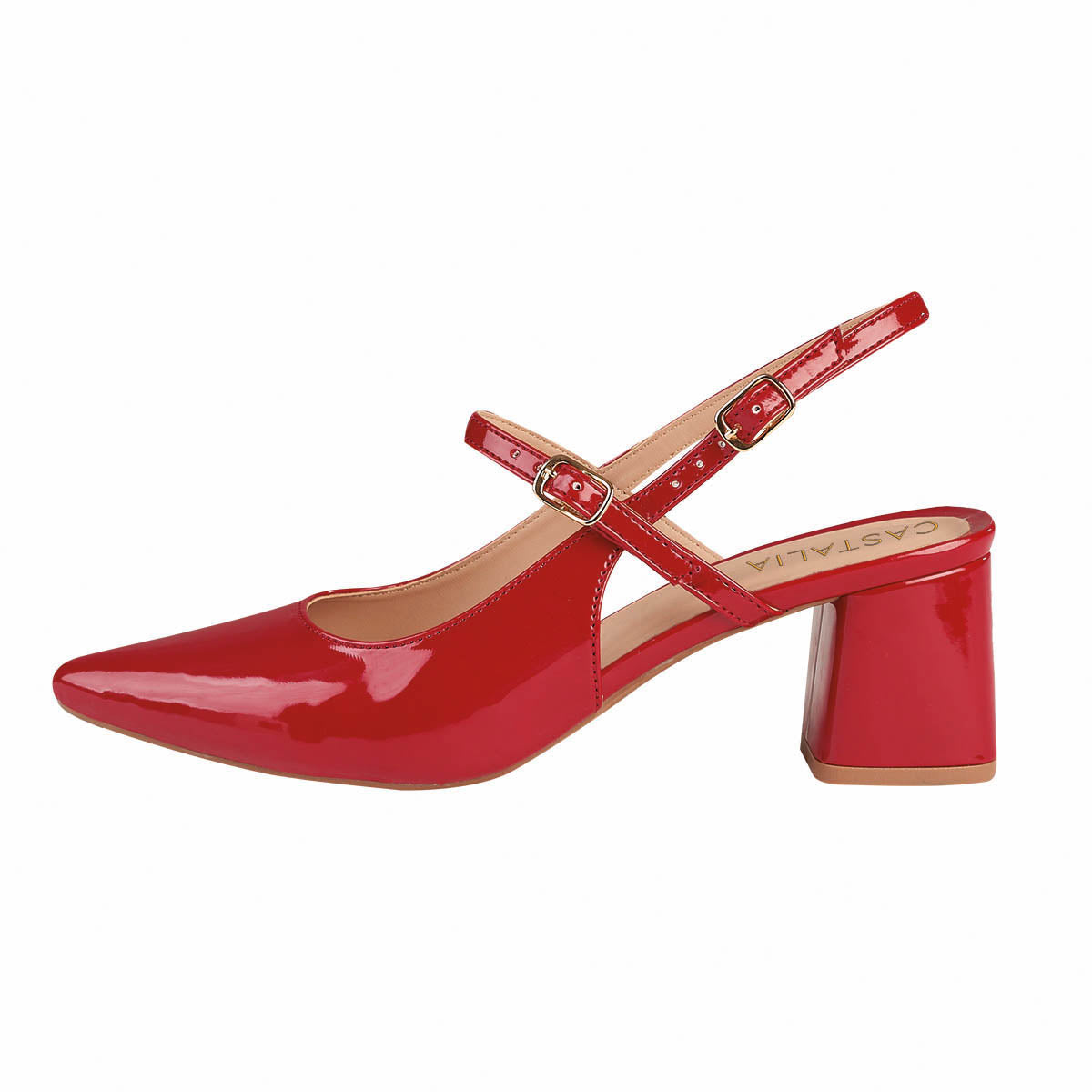 Tacón de Charol Para Mujer CASTALIA 288-04 Rojo Doble Ajuste