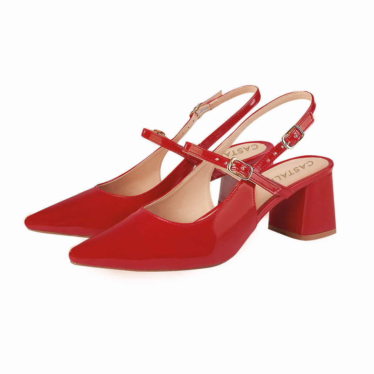 Tacón de Charol Para Mujer CASTALIA 288-04 Rojo Doble Ajuste