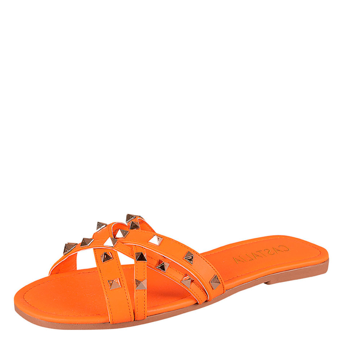 Huarache Para Mujer CASTALIA 296-16 Naranja Detalle de estoperoles