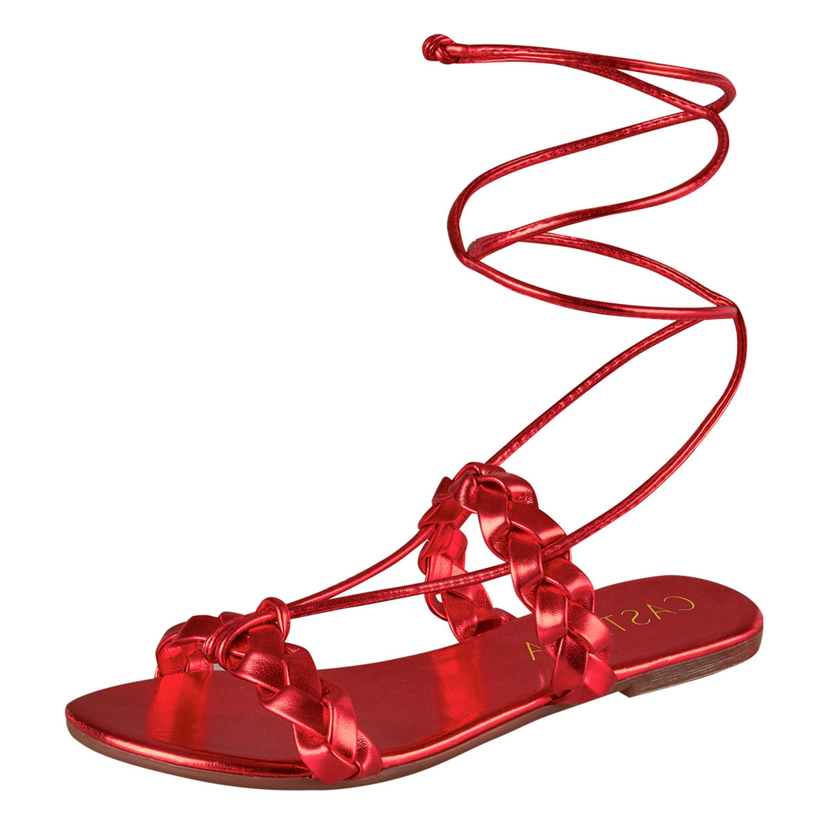 Huarache Para Mujer CASTALIA 337-49 Rojo Acabado metálico