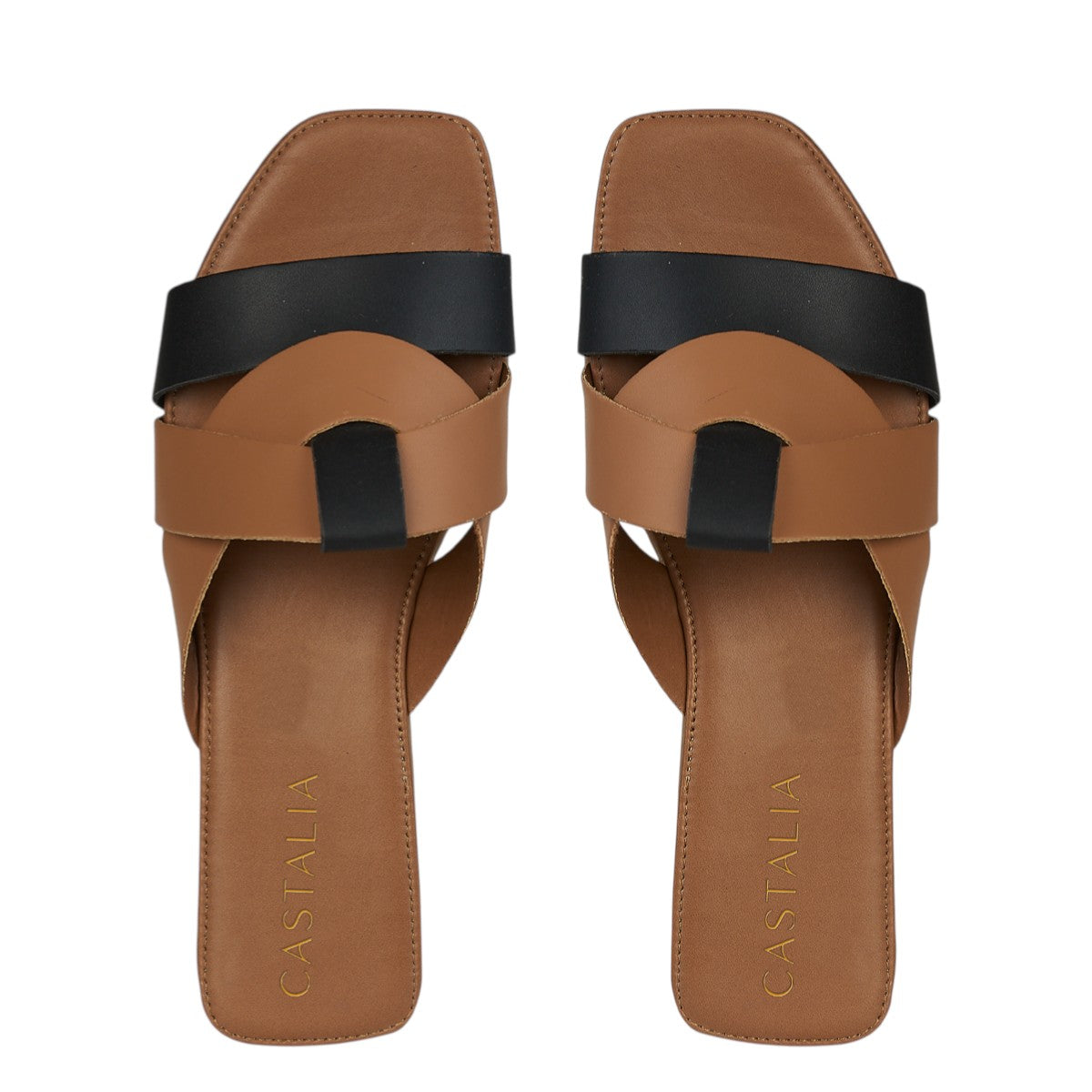 Sandalia De Piso Para Mujer Castalia 337-79 Negro Con Camel