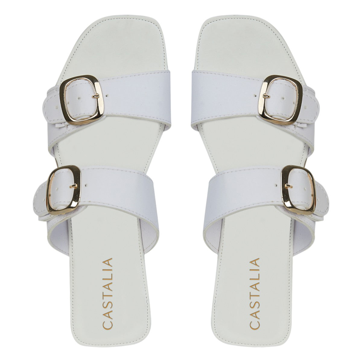 Sandalia Piso Para Mujer Castalia 337-84 Blanco Doble Ajuste