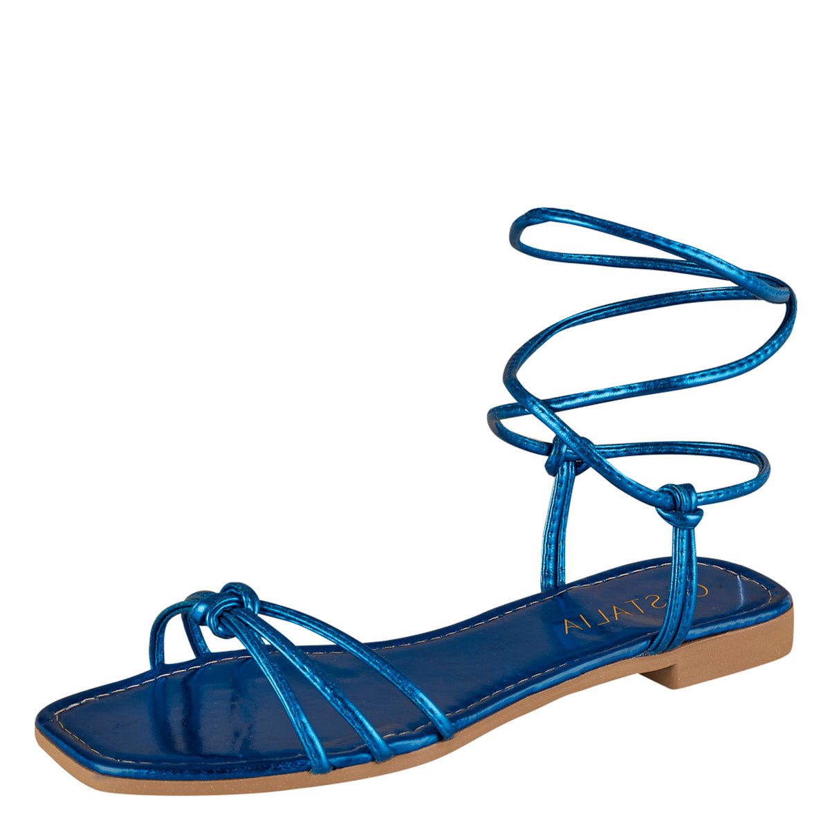 Huarache Para Mujer CASTALIA 338-14 Azul Acabado metálico