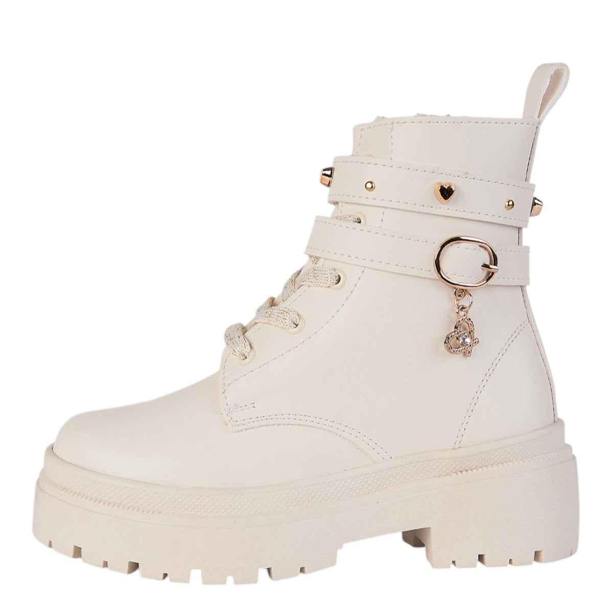 Bota Para Niña Castalia 415-15 Latte Con Detalles Dorados