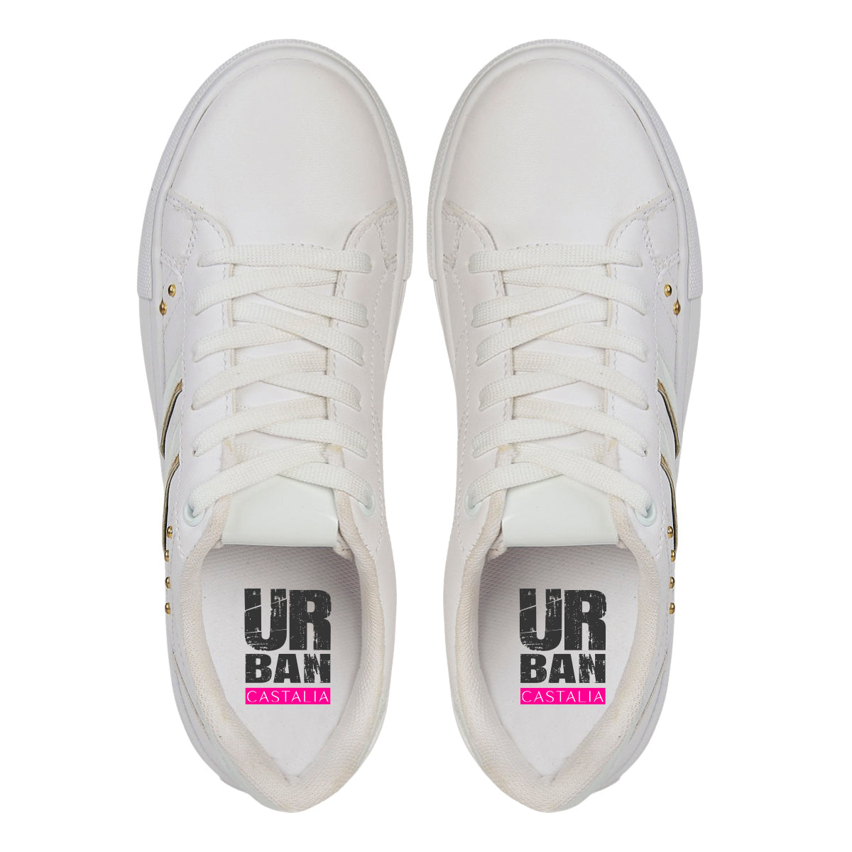 Tenis Blanco Para Mujer Castalia 505-12 Detalles Dorados