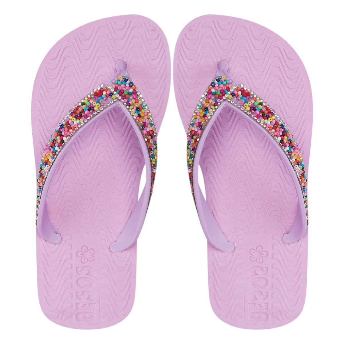 Sandalia De Baño Para Niña Castalia Lila Cuentas Decorativas