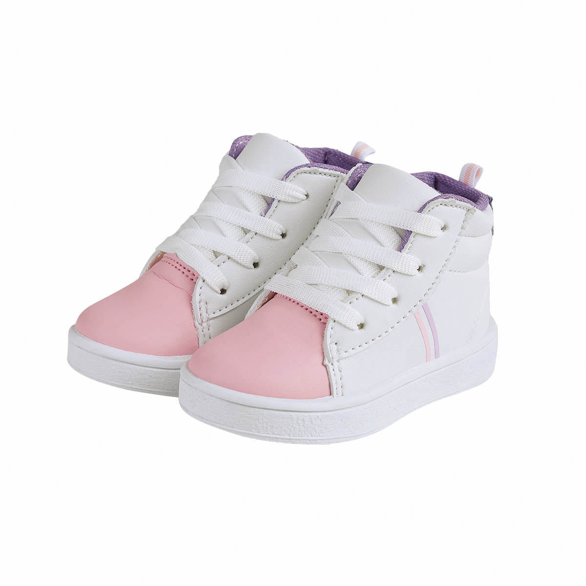 Tenis Tipo Bota Bebe Niña CASTALIA 520-47 Blanco y Rosa