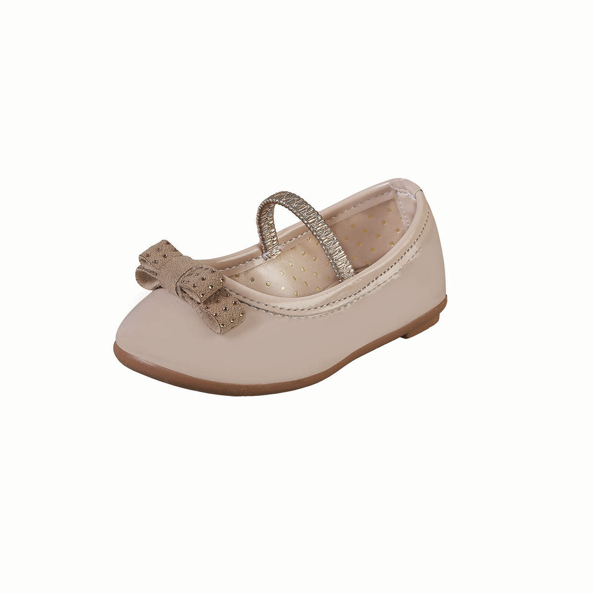 Balerina De Charol Para Bebé Niña Castalia 532-51 Beige Con Moño