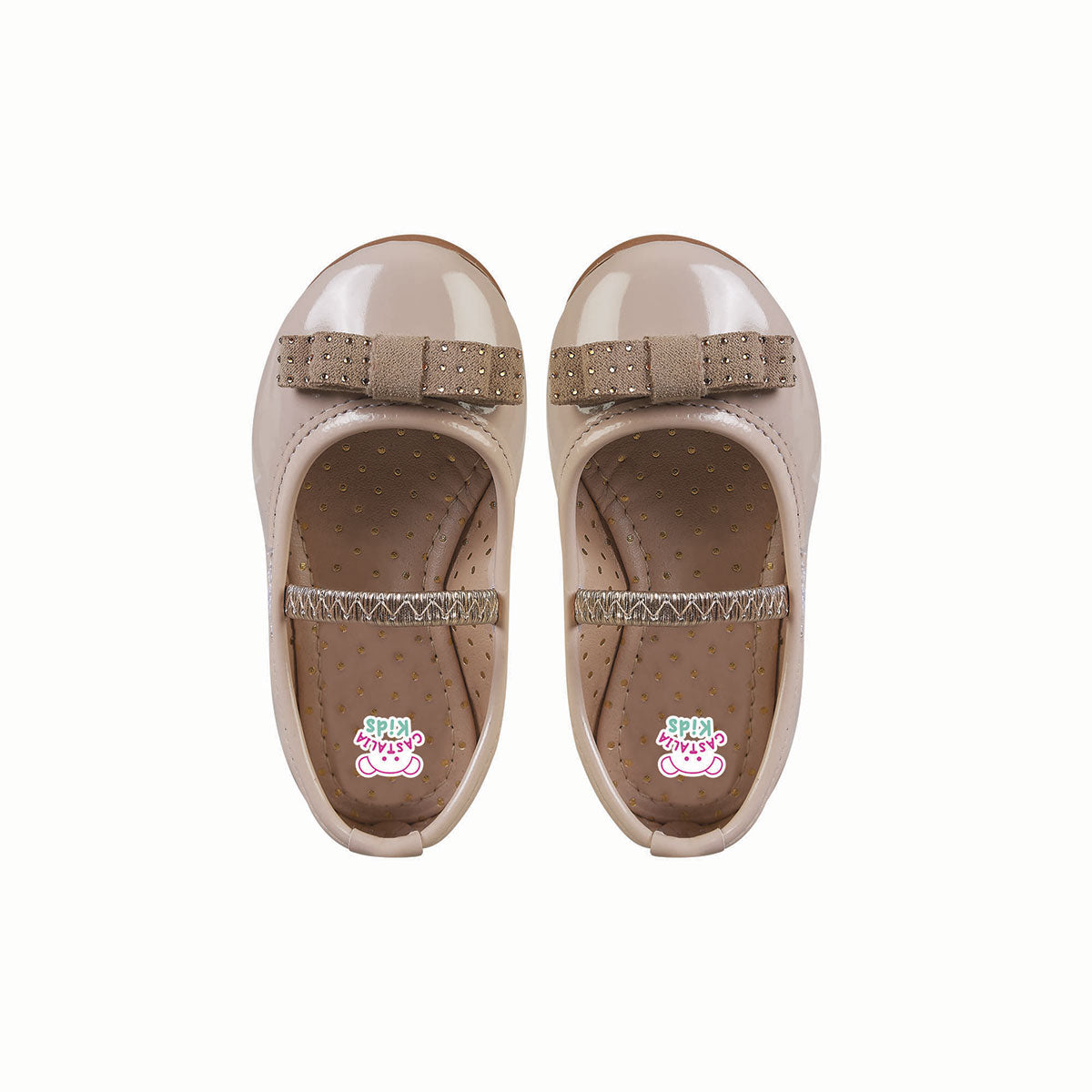 Balerina De Charol Para Bebé Niña Castalia 532-51 Beige Con Moño