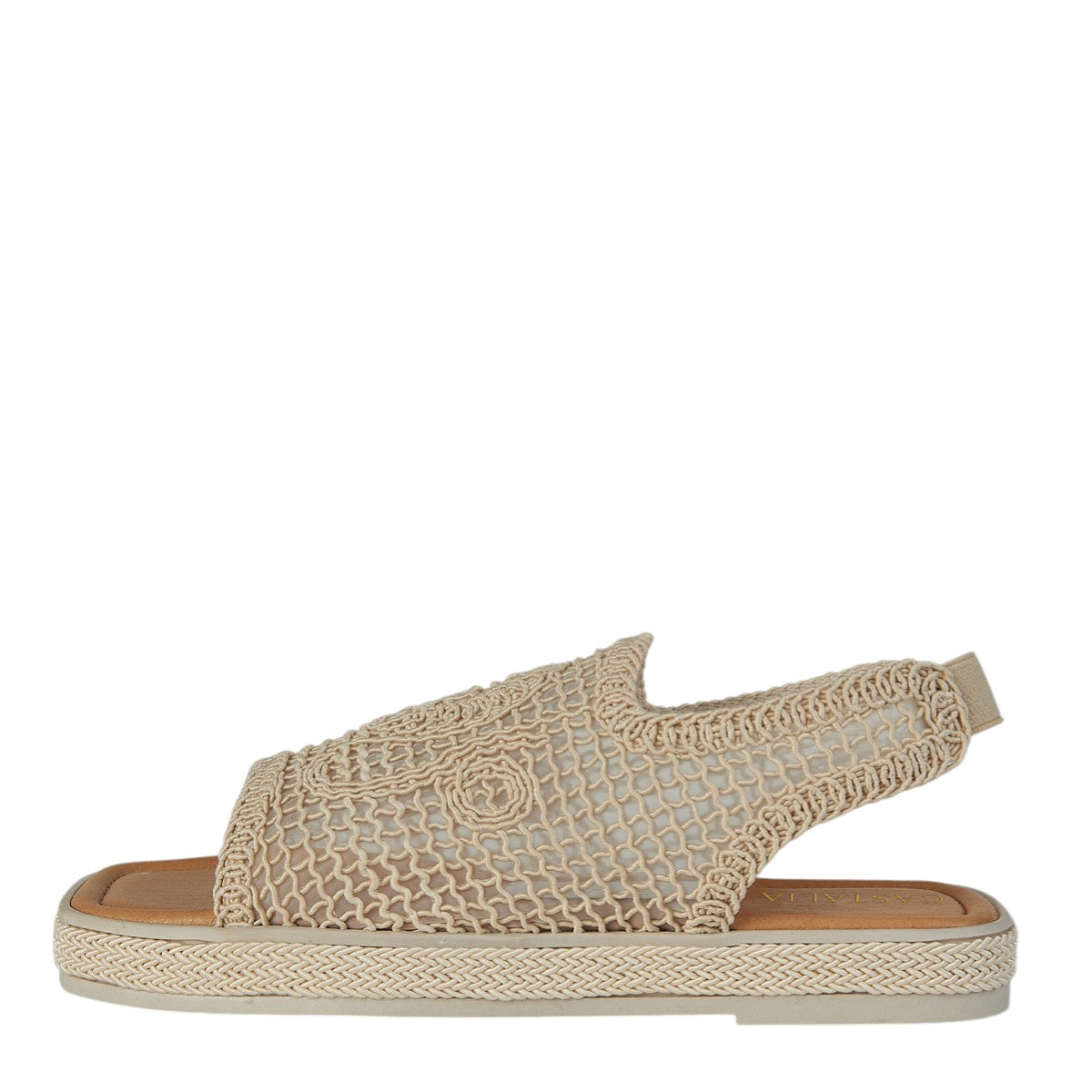 Huarache Para Mujer Castalia 561-110 Beige Efecto Tejido