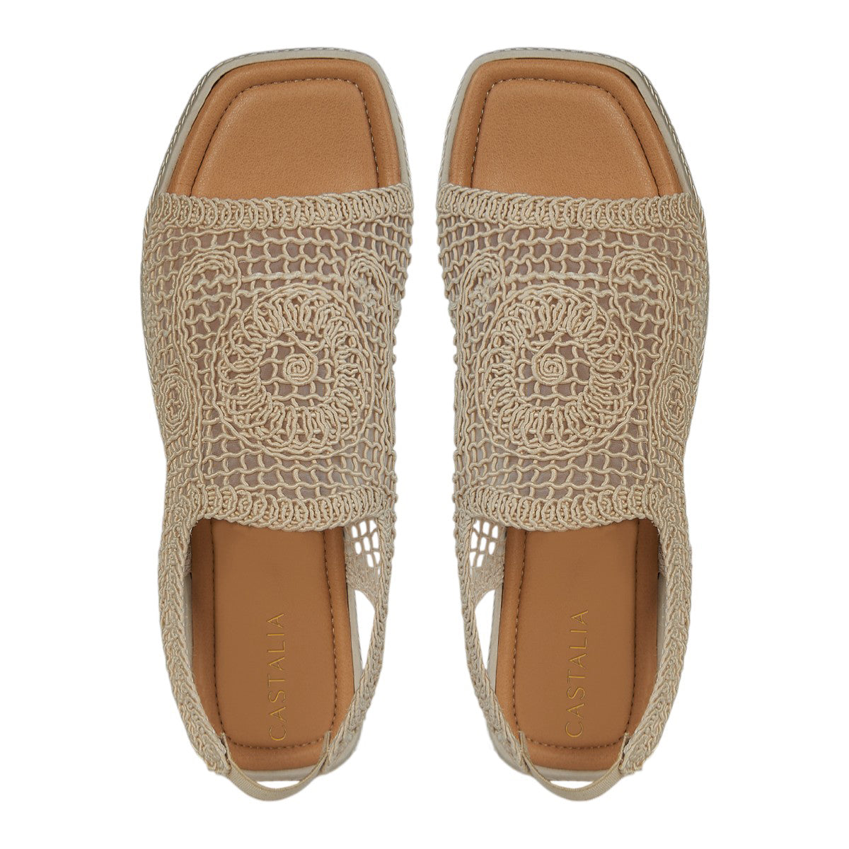 Huarache Para Mujer Castalia 561-110 Beige Efecto Tejido