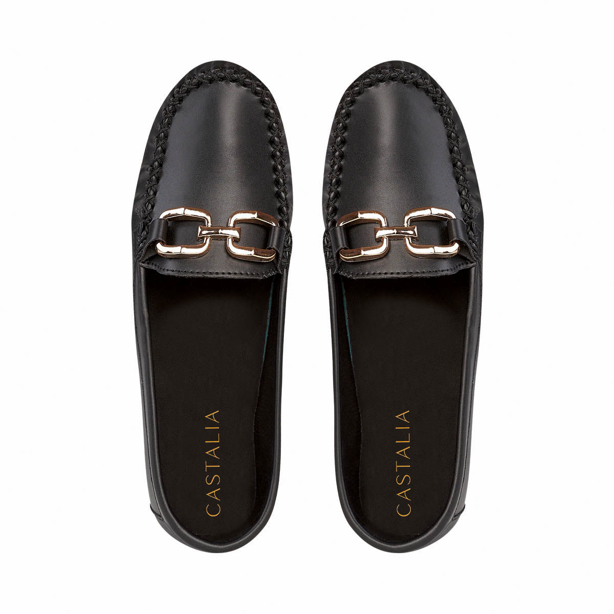 Zapato Confort Mujer CASTALIA 561-96 Negro Detalle Dorado