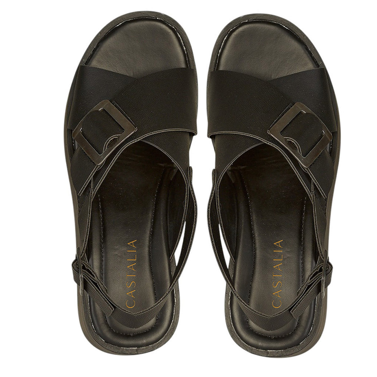 Plataforma Mujer CASTALIA 614-84 Negro Detalle de Hebilla