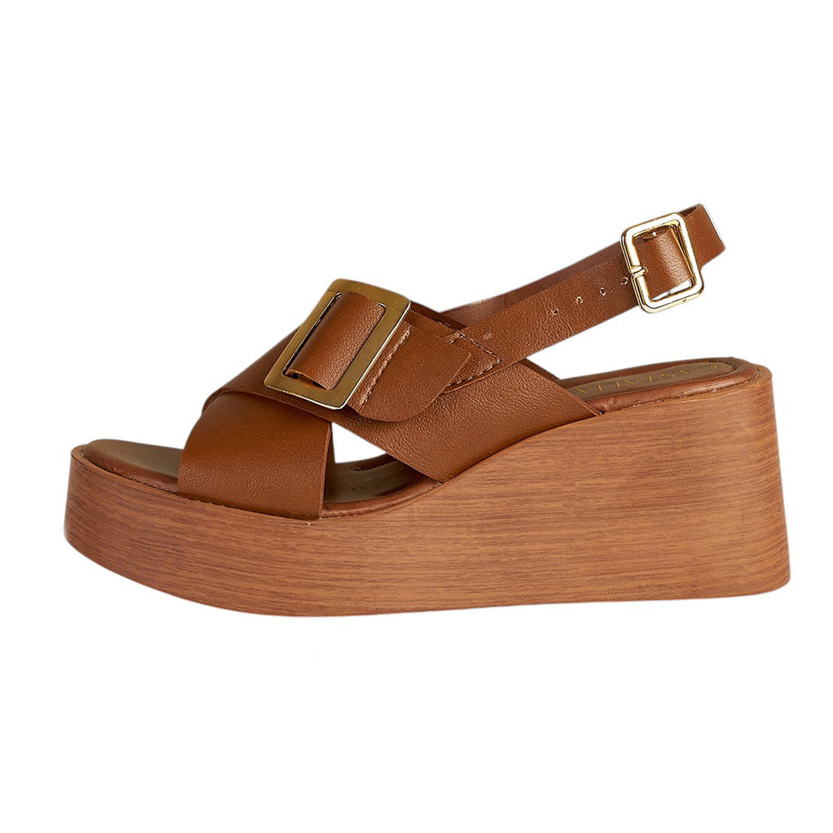 Plataforma Mujer CASTALIA 614-85 Madera Detalle de Hebilla