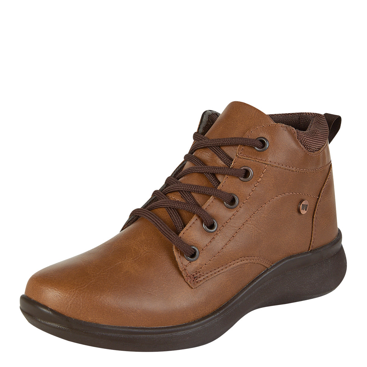 Botín Para Mujer Castalia 614-91 Café Con Cordones Ajustable