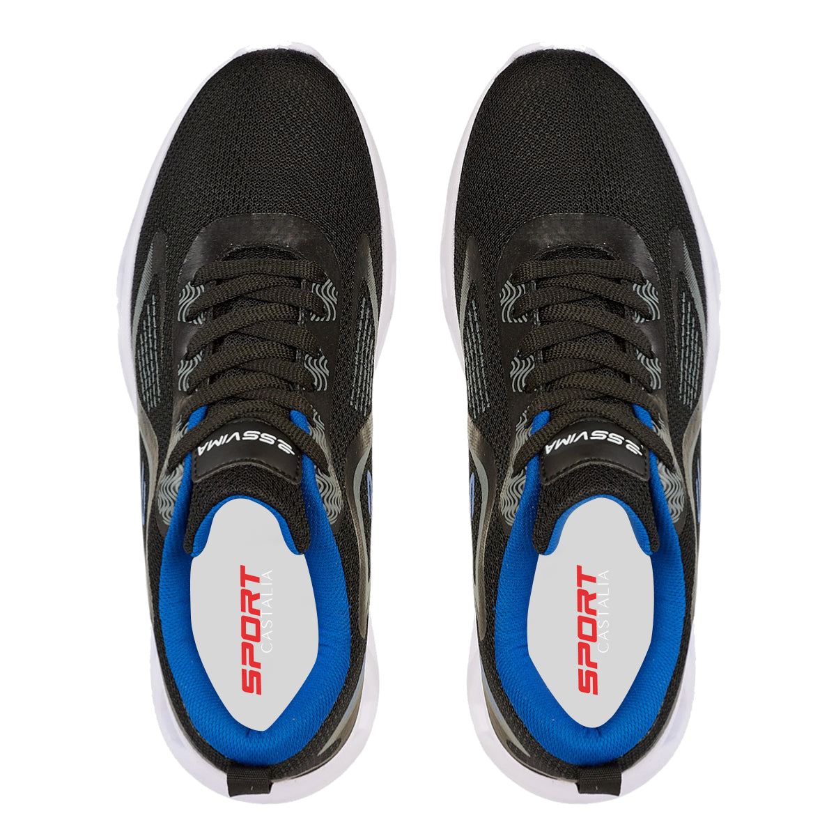 Tenis Deportivo Para Hombre Castalia 651-39 Negro Con Azul Suela Doble Soporte