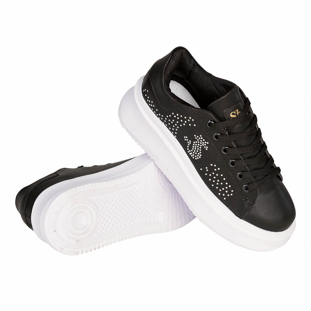 Tenis Urbano Mujer CASTALIA 671-09 Negro Detalle de Pedrería