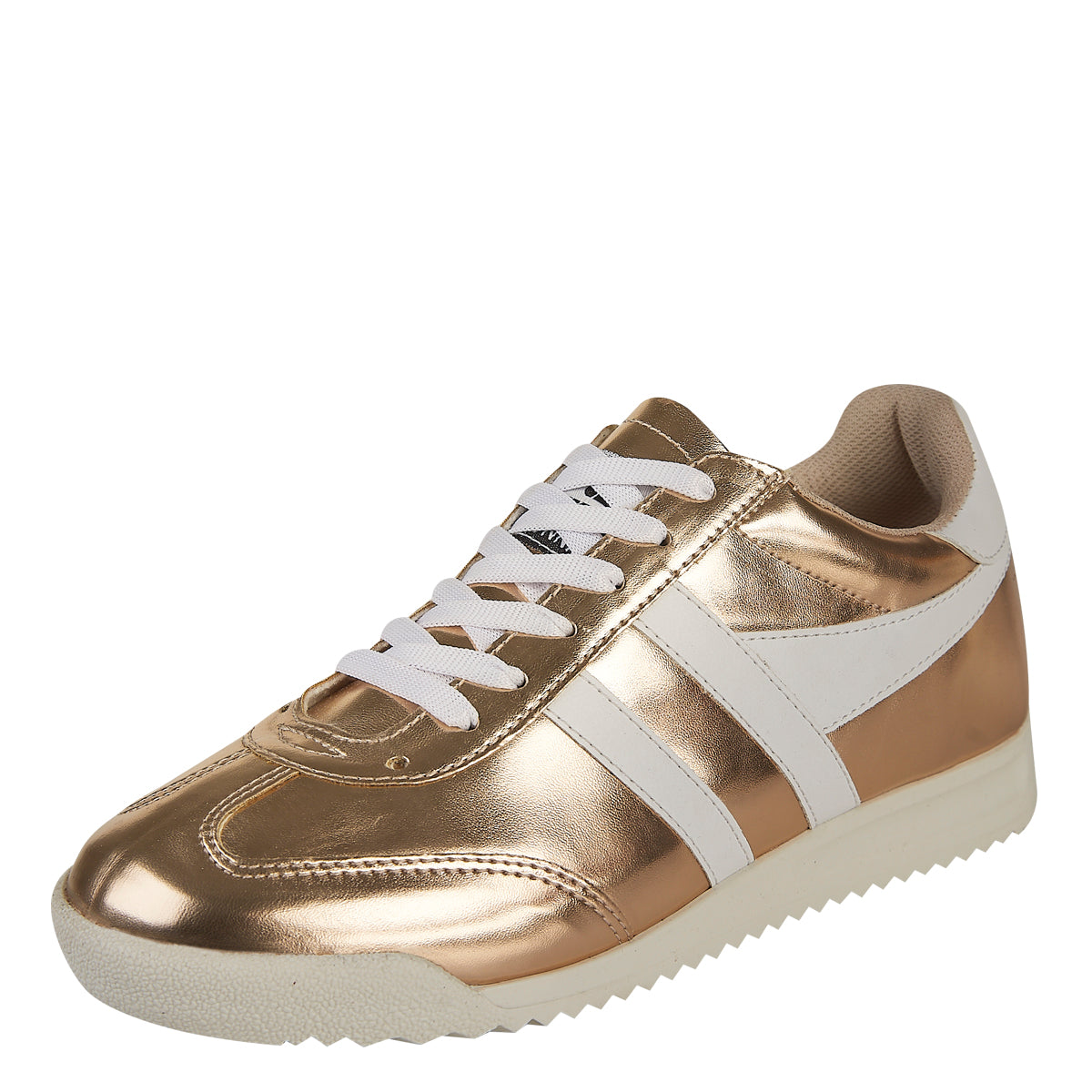 Tenis Urbano Para Mujer Castalia 673-007 Dorado Con Blanco