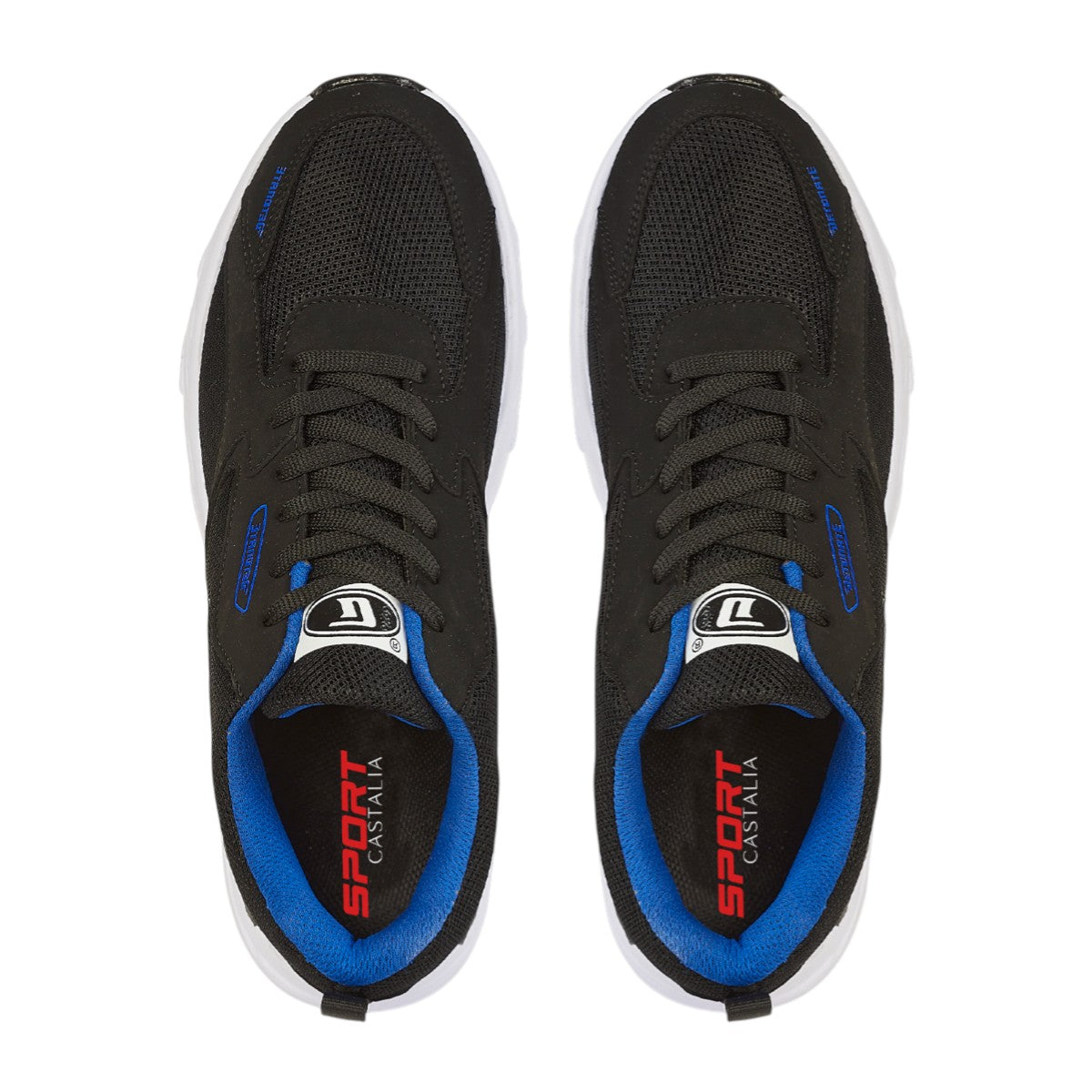 Tenis Deportivo Para Hombre Castalia 701-006 Negro Con Azul Suela Doble Soporte
