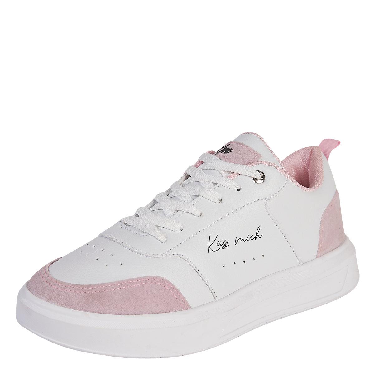 Tenis Urbano Para Mujer Castalia 707-001 Blanco Con Detalles En Gamuza Rosa